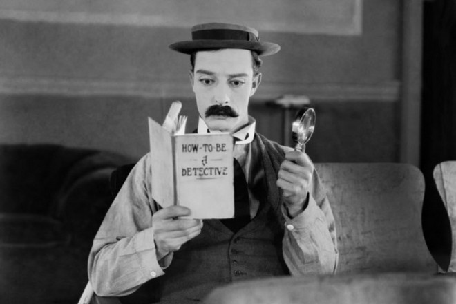 Buster Keaton in the movie Sherlock, Jr.