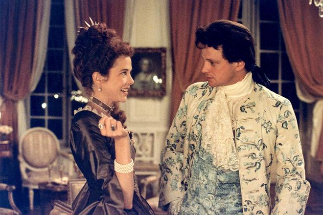 Annette Bening and Colin Firth in the movie Valmont