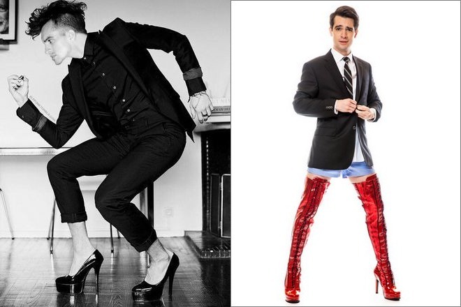 Brendon Urie in high heels and red boots