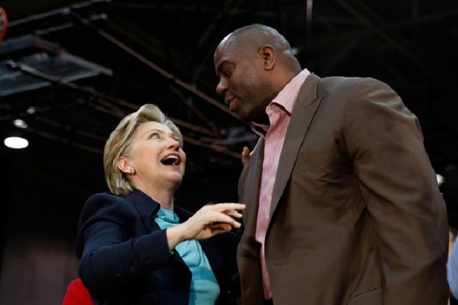 Hillary Clinton and Magic Johnson