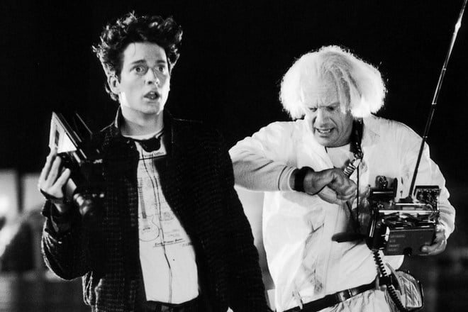 Eric Stoltz on the set of the film Back to the Future