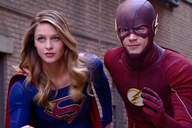 Grant Gustin and Melissa Benoist in the series Supergirl