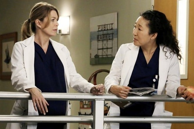 Sandra Oh and Ellen Pompeo in the TV series Grey's Anatomy