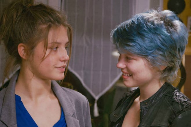 Adèle Exarchopoulos and Léa Seydoux in the movie Blue Is the Warmest Colour