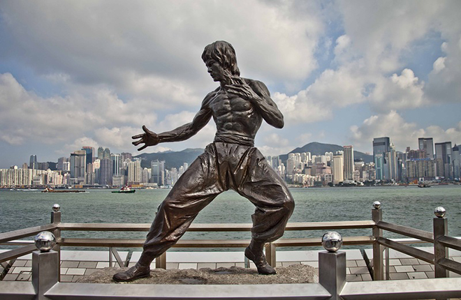 The monument to Bruce Lee in Hong Kong