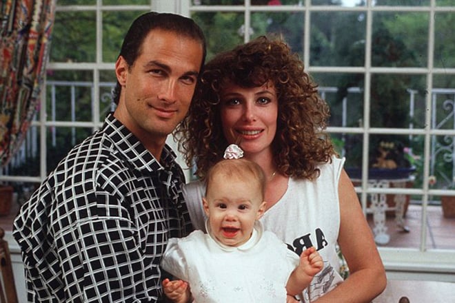 Steven Seagal with his ex-wife Kelly LeBrock and their daughter