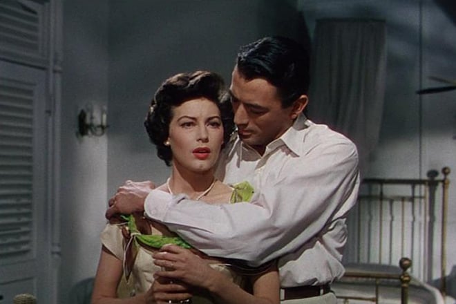 Ava Gardner and Gregory Peck in the movie The Snows of Kilimanjaro