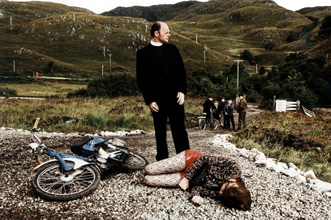 Shot from a film by Lars von Trier Breaking the Waves