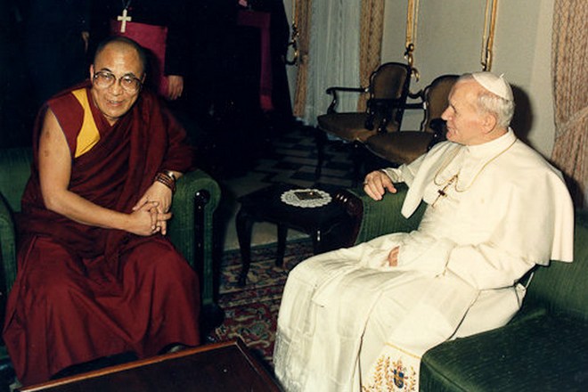 The 14th Dalai Lama and Pope John Paul II