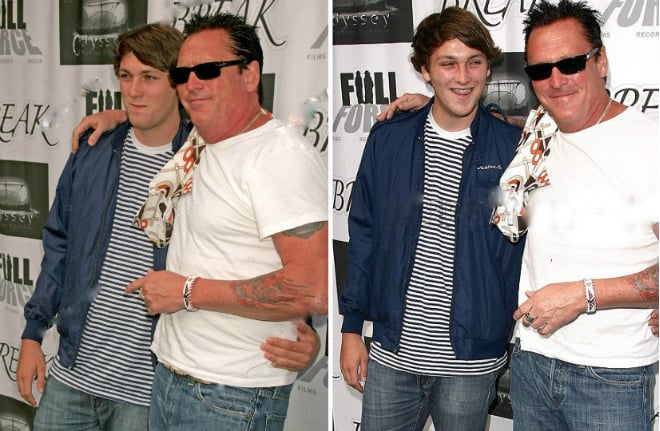 Michael Madsen with his son