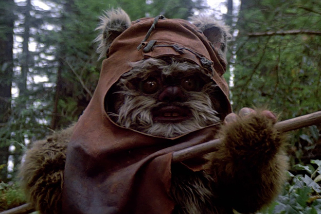 Warwick Davis in the movie Return of the Jedi
