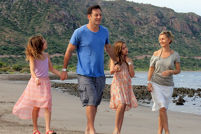 Jason Isaacs with children and wife