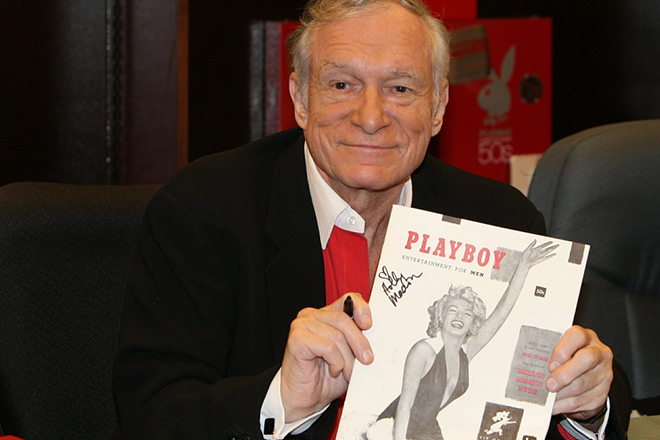 Hugh Hefner with the first Playboy Magazine