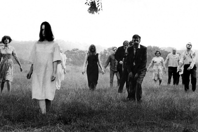 The shot from George Romero's movie Night of the Living Dead