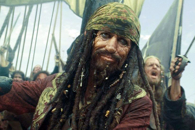 Keith Richards in the movie Pirates of the Caribbean: At World's End