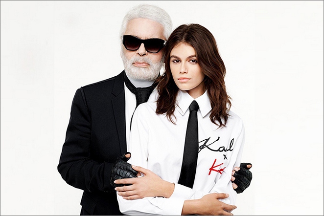 Kaia Gerber and Karl Lagerfeld