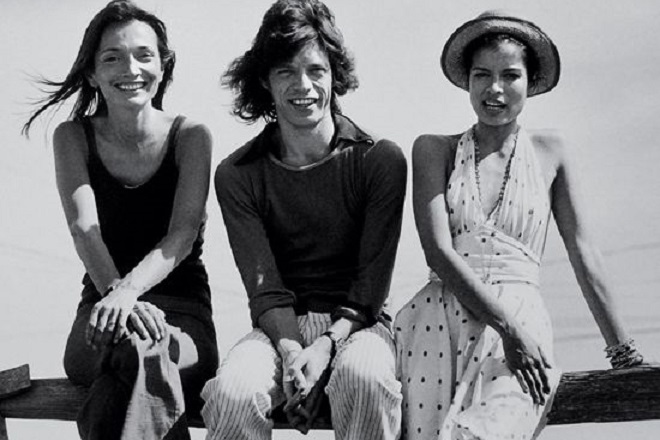 Lee Radziwill with Mick and Bianca Jagger.