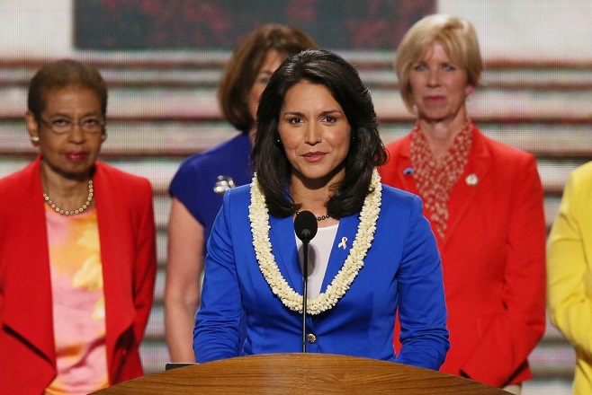Tulsi Gabbard speaking at the Democratic National Convention in 2012