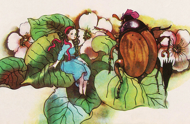 The illustration to Hans Christian Andersen's fairy tale «Thumbelina»