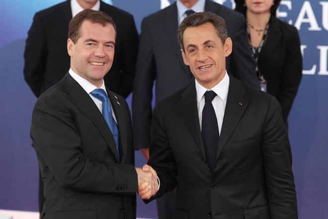 Nicolas Sarkozy and Dmitry Medvedev