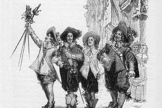 The illustration of the novel "The Three Musketeers" of Alexandre Dumas
