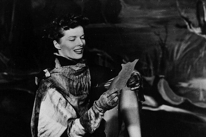 Katharine Hepburn at a rehearsal of a Shakespeare's play
