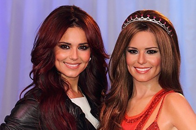 Cheryl Cole next to the wax figure in Madame Tussauds