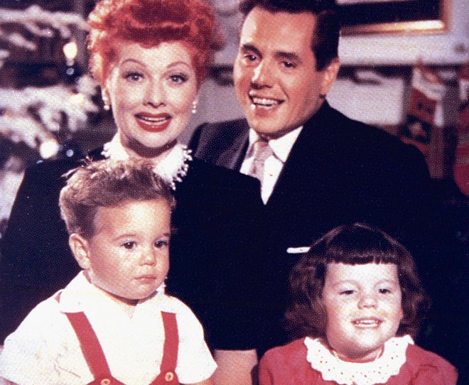 Lucille Ball and Desi Arnaz and children Lucie and Desi Arnaz Jr. 1954
