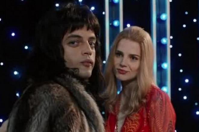 Rami Malek in the role of Freddie Mercury and Lucy Boynton in the role of Mary Austin in the tape Bohemian Rhapsody