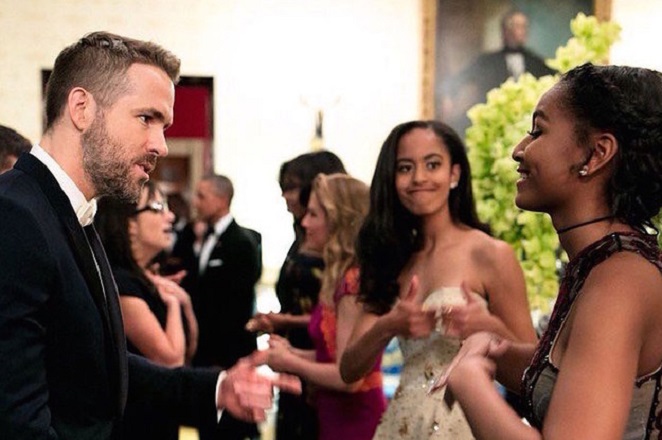 Sasha And Malia Obama Meeting Ryan Reynolds