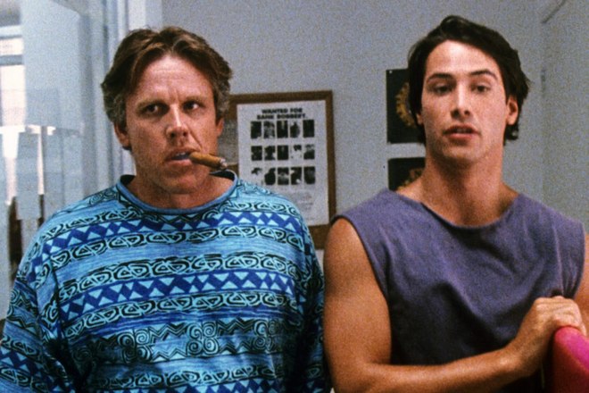 Gary Busey and Keanu Reeves in the movie Point Break