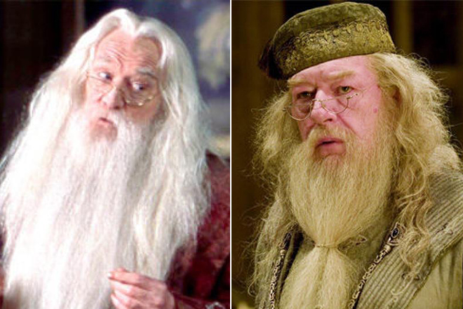 Richard Harris and Michael Gambon as Dumbledore