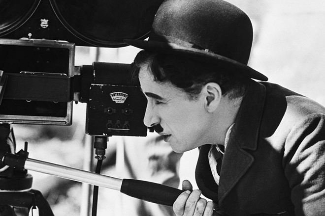 Charlie Chaplin on the set