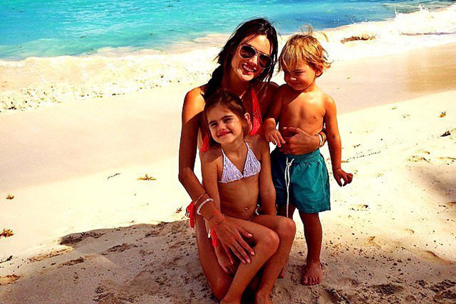 Alessandra Ambrosio with her children