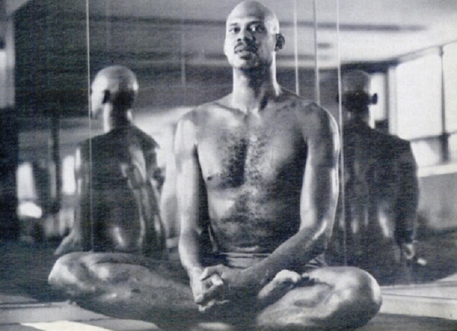 Abdul-Jabbar in Lotus Pose.