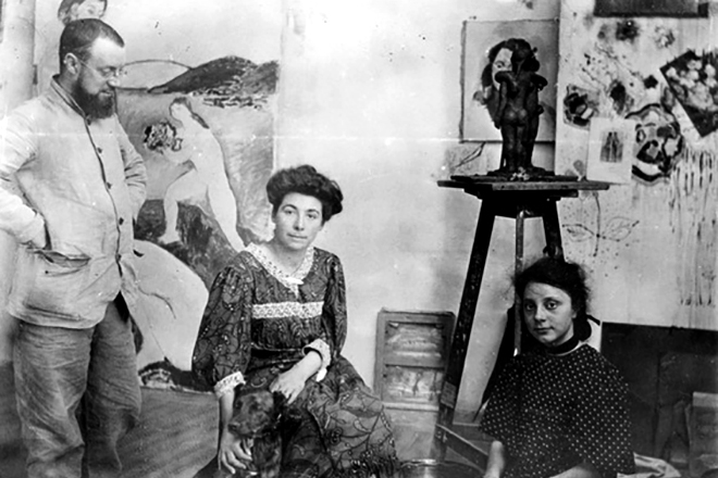 Henri Matisse together with his wife and daughter Marguerite.