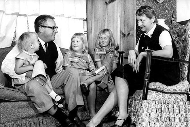Ray Bradbury with his family
