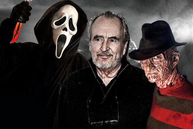 The Scream movie masked killer, director Wes Craven, and Freddy