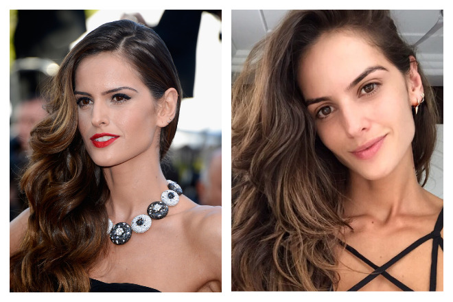 Izabel Goulart with and without makeup