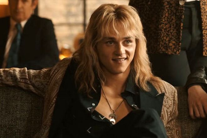 Ben Hardy as Roger Taylor in the film Bohemian Rhapsody