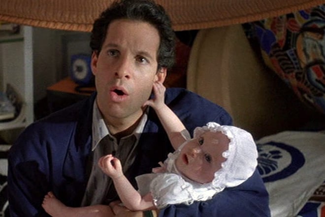 Steve Guttenberg in the film Three Men and a Baby