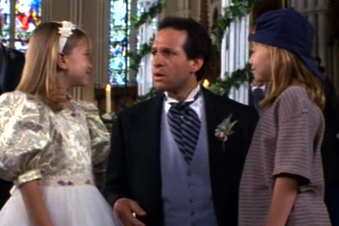 The Olsen twins and Steve Guttenberg in the film It Takes Two