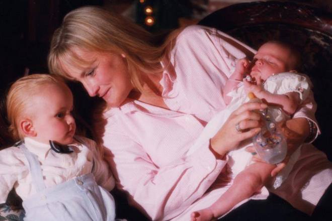 Debbie Rowe with her children
