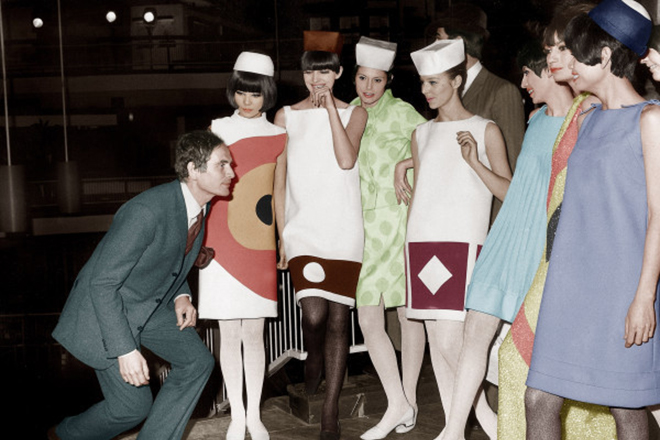 Pierre Cardin and his models