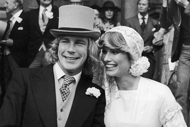 James Hunt with his first wife, Suzy Miller