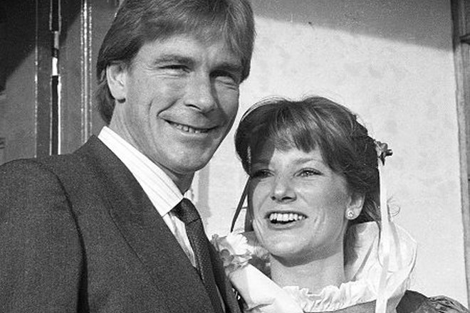 James Hunt with his second wife, Sarah Lomax