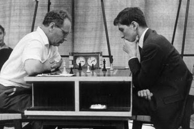 Mikhail Botvinnik and Bobby Fischer