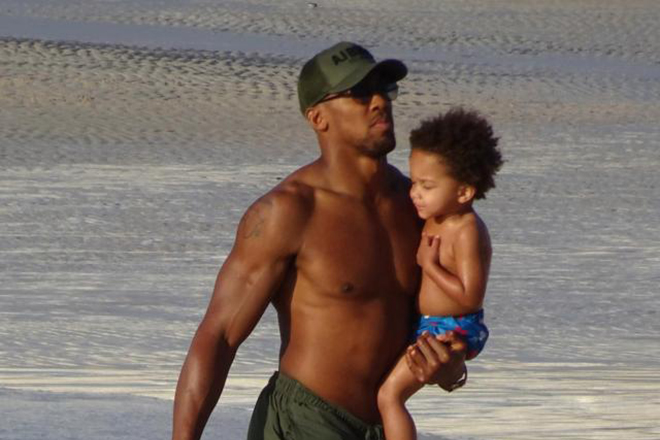 Anthony Joshua with his son