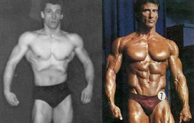 Frank Zane before and after training