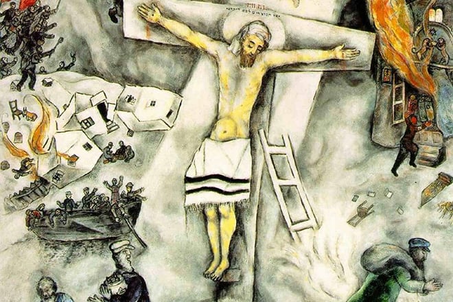 The painting by Marc Chagall White Crucifixion